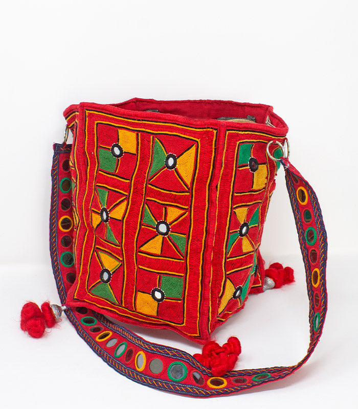Jhola/Cloth Bag/Naga Shawl Bag - Flip Cover - Maroon (medium size) -  Paharizones