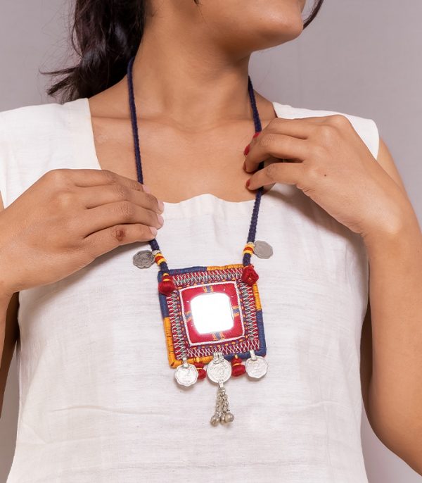 Big square mirror4 chouli, sheli Hand Embroidered Necklace