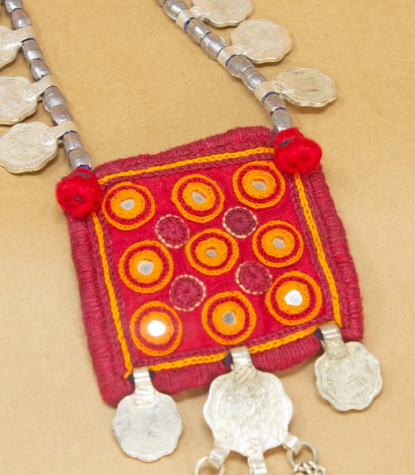 Wel, Kach, two paisa coin, sheli metal ornament Hand Embroidered necklace