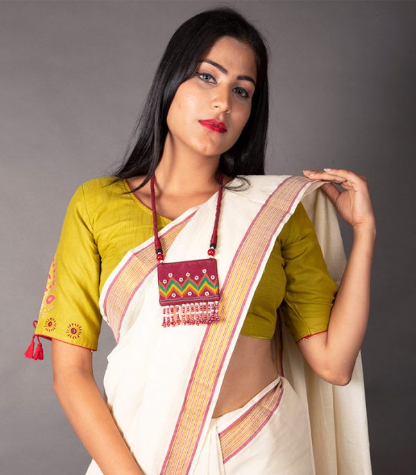 Sheen Green Blouse with Banjara Embroidery