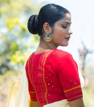 Red Blouse with Embroidery