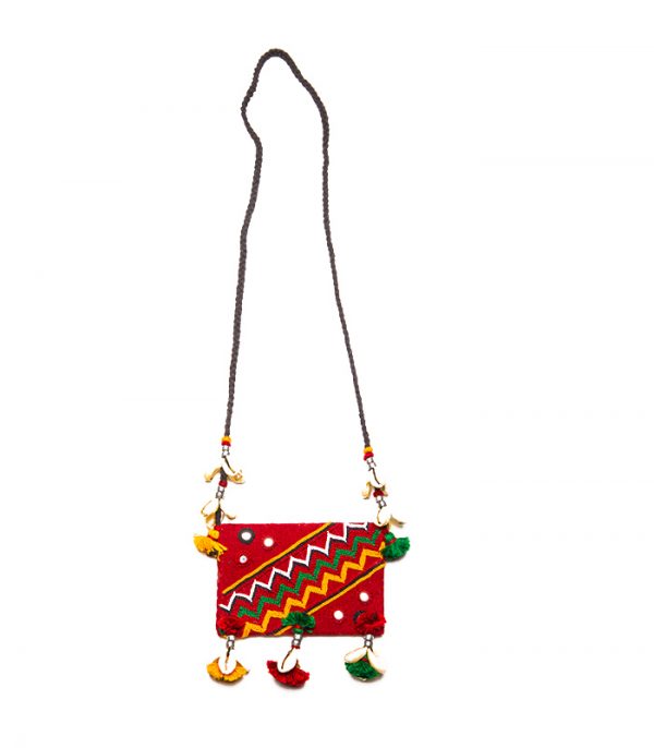 Red Coloured Necklace with Embroidery
