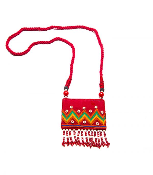 Maroon Coloured Necklace with Authentic Banjara Embroidery