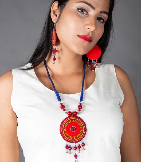 Red Coloured Necklace with Banjara Work