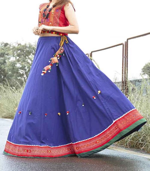 Navy Blue Ghagra with Embroidery