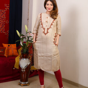 handcrafted banjara (gormati) tussar silk kurti with gor embroidery for women