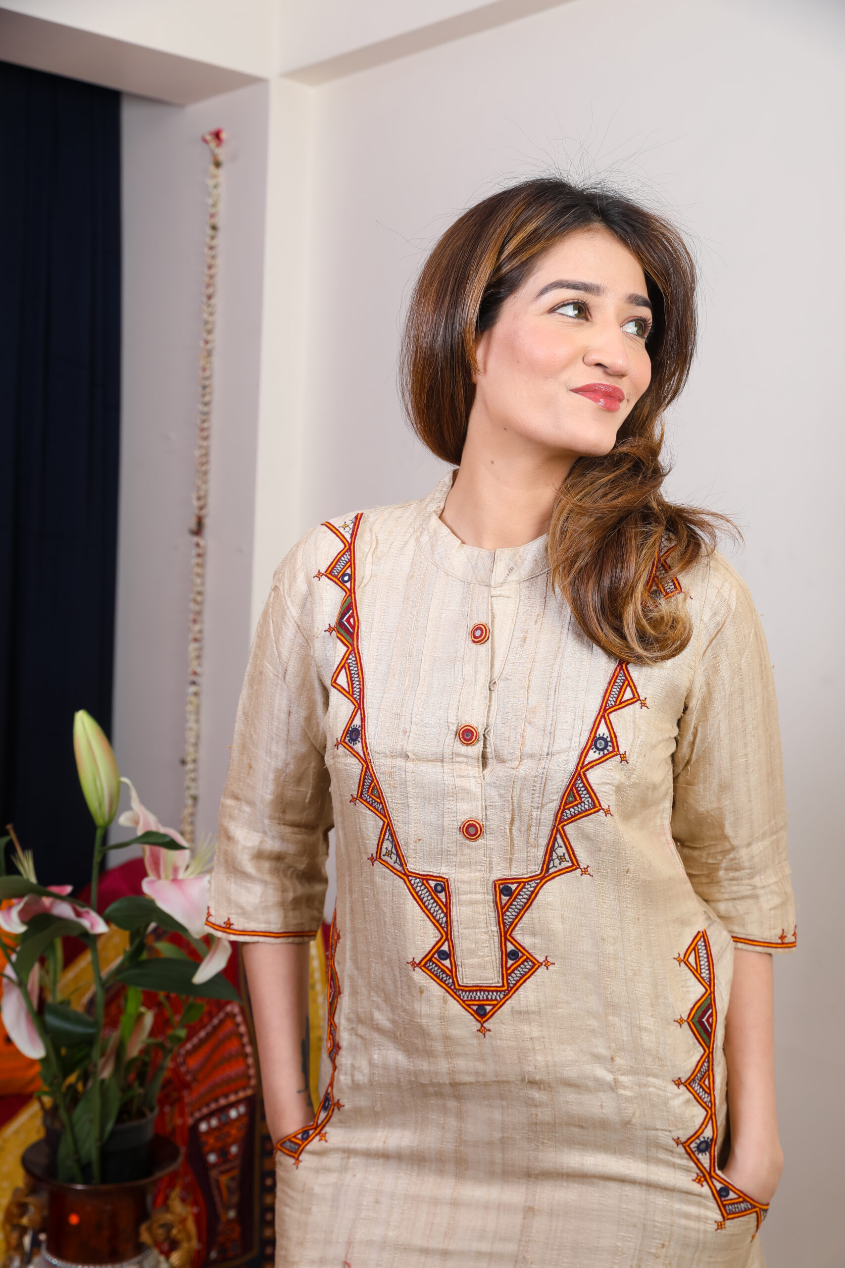 handcrafted banjara (gormati) tussar silk kurti with gor embroidery for women handcrafted banjara (gormati) tussar silk kurti with gor embroidery for women