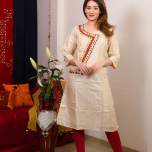 handcrafted banjara (gormati) handloom cotton kurti with mirror & gor embroidery