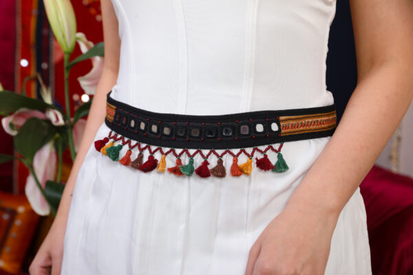 handcrafted banjara embroidered waist belt with tassels & glass beads – ethnic Traditional kamarband