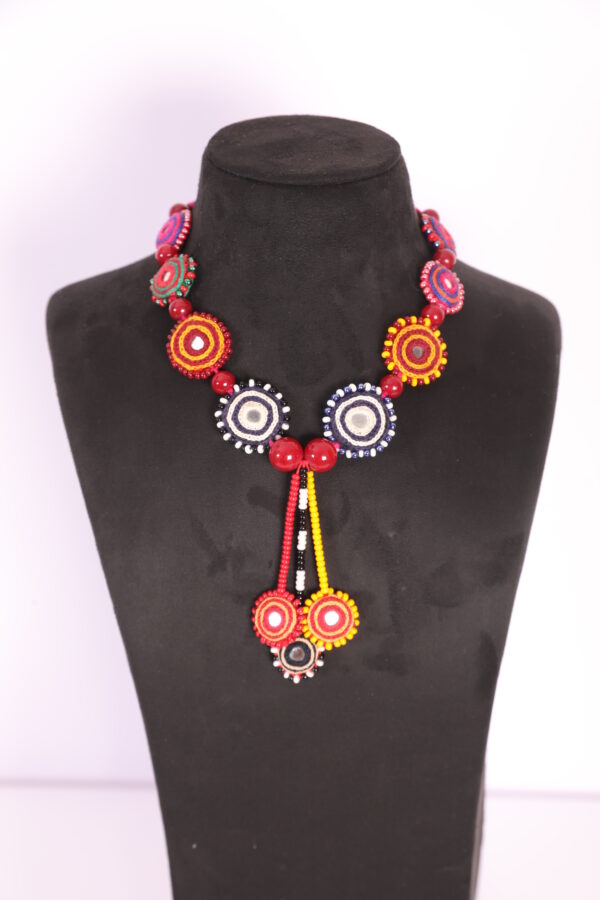 handcrafted GORMAATI beaded choker necklace & earring set with gor embroidery