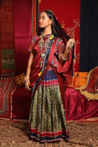 i embroidered fusion lehenga set with draped dupatta | Traditional ethnic festive wear for women