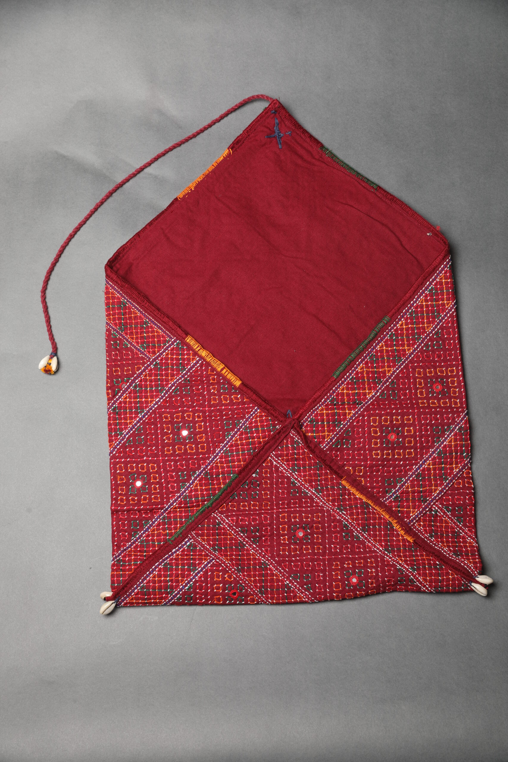 handcrafted i khalchi with shell tassels & hanging cord | ethnic embroidered wall décor / Traditional statement piece