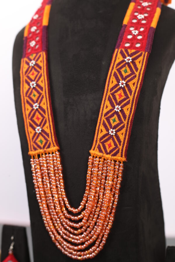 handcrafted layered beaded Gormaati necklace with embroidered straps
