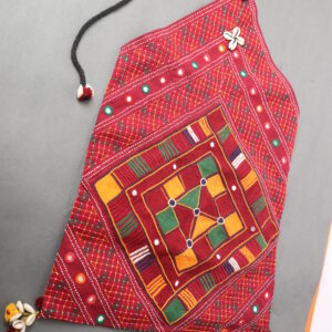 handcrafted kutchi khalchi with shell tassels & hanging cord | ethnic embroidered wall décor / boho statement piece