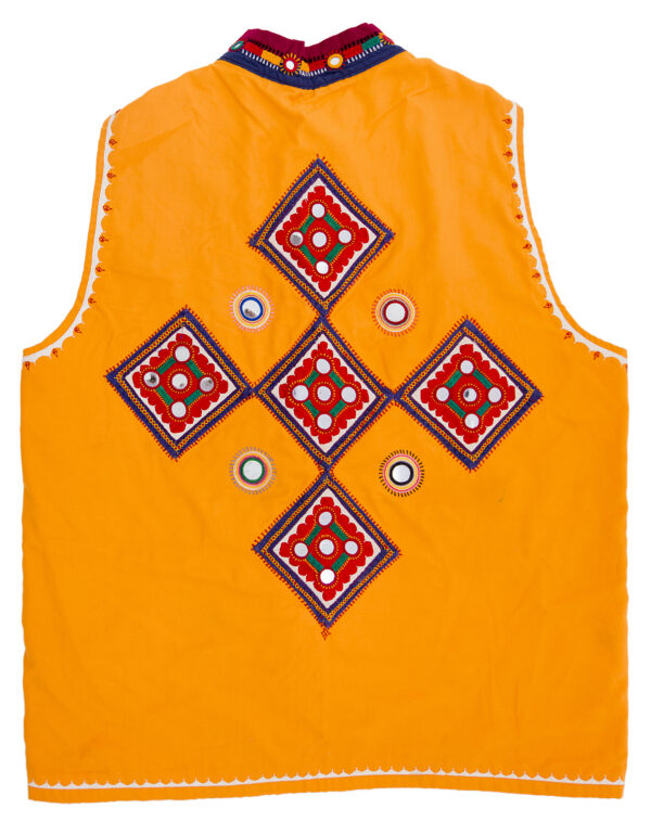 men’s yellow multicolor embroidered ethnic nehru jacket