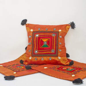handcrafted black cushion cover with multicolor patchwork embroidery & floral appliqué – ethnic decorative throw pillow cover (16x16 inch)