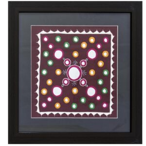 handcrafted embroidered wall art frame with mirror work – traditional ethnic decorative framed artwork