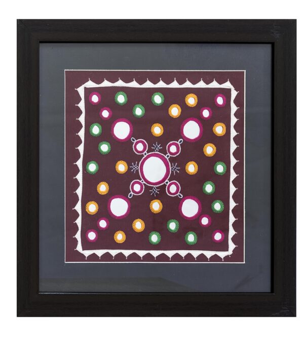 handcrafted embroidered wall art frame with mirror work – traditional ethnic decorative framed artwork