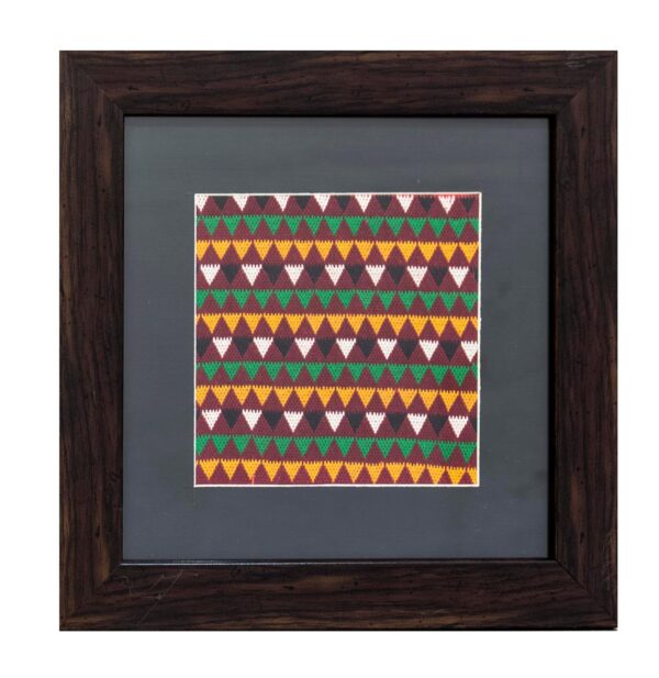 handcrafted Gormaati triangle pattern embroidery frame – multicolor ethnic wall décor