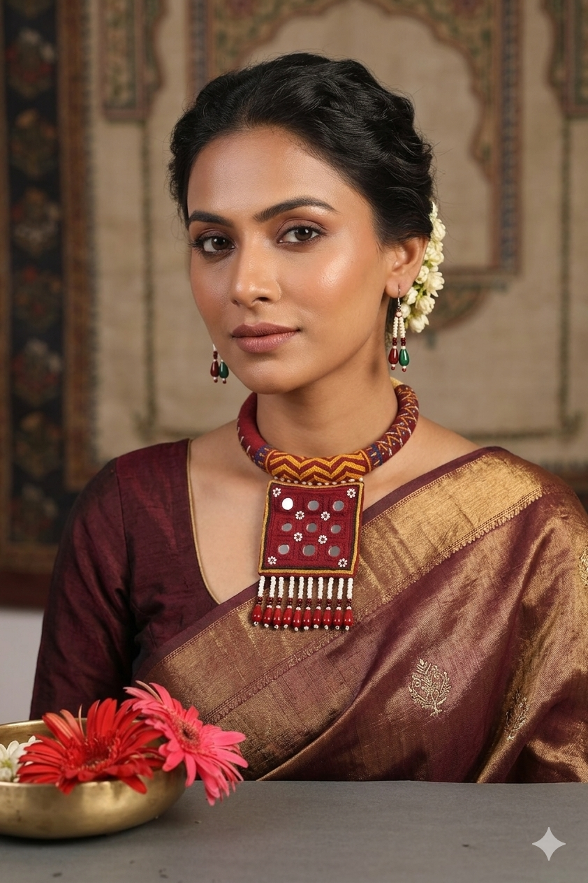 peno handcrafted gormaati embroidered necklace